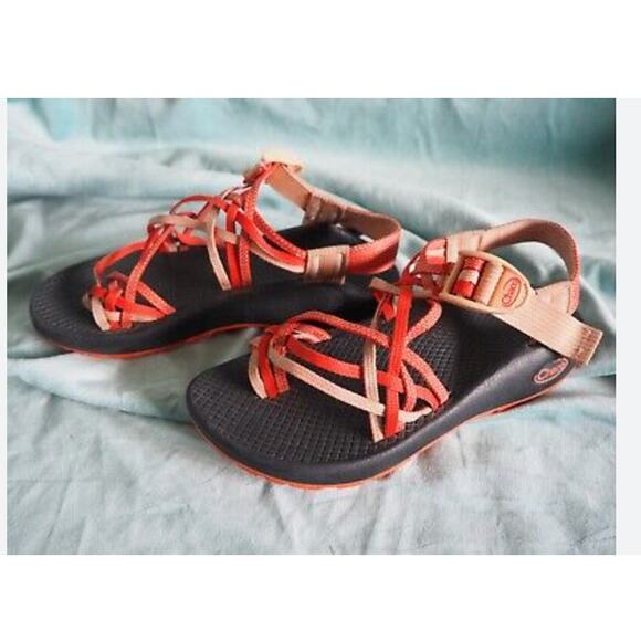 Chaco Cloud X2 Orange Strappy Toe Loop Adjustable Sandal 5.5 - Picture 2 of 2